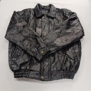 Italian Stone Design Men's Black Navarre Genuine Leather Full Zip Jacket Size XL